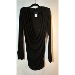 Fashion Nova Black Drape Neck Minidress